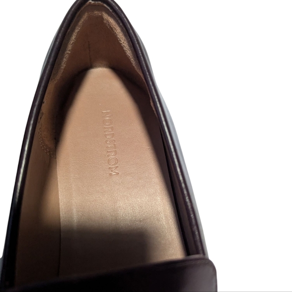 Nordstrom Burgundy Chunky Platform Leather Slip On Penny Loafers Women's Size 7 - Picture 11 of 12